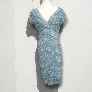 Vintage Y2K Fairycore Elegant Lace Dress in Light Blue shimmer sequins 10